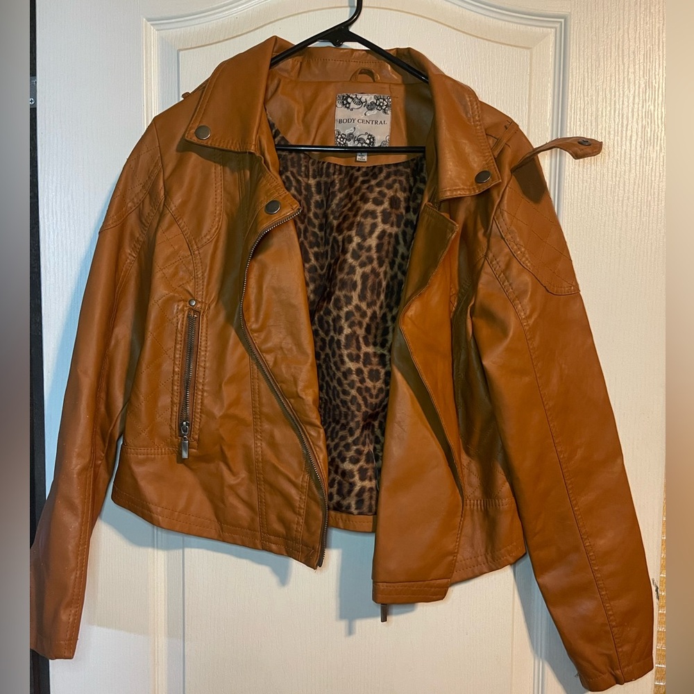 Brown faux leather jacket